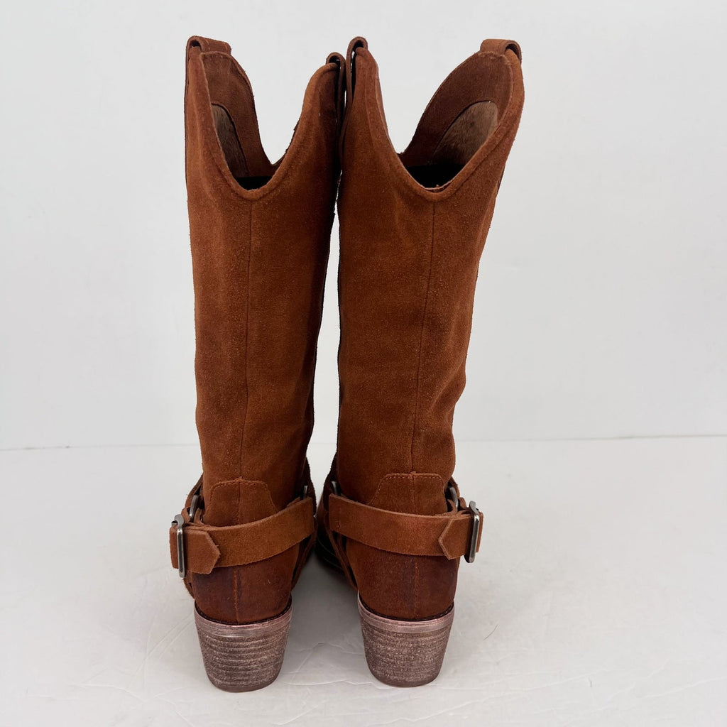 Vintage Foundry Co. Womens Peyton Western Boots Size 7 EU 37 Brown Suede NWOB