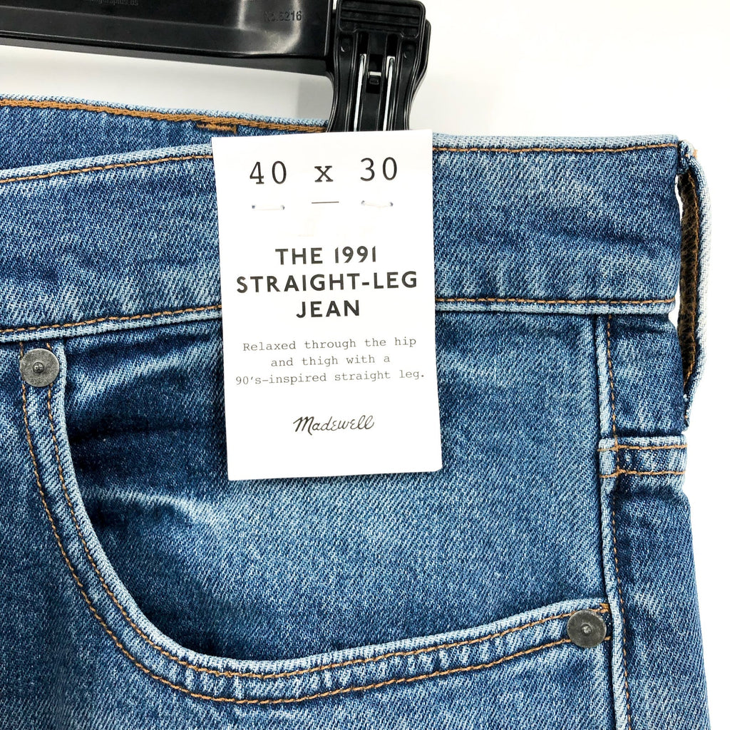 MADEWELL Men's 1991 Selvedge Jeans 40x30 Blue Norwood Straight Leg NK926 NWT