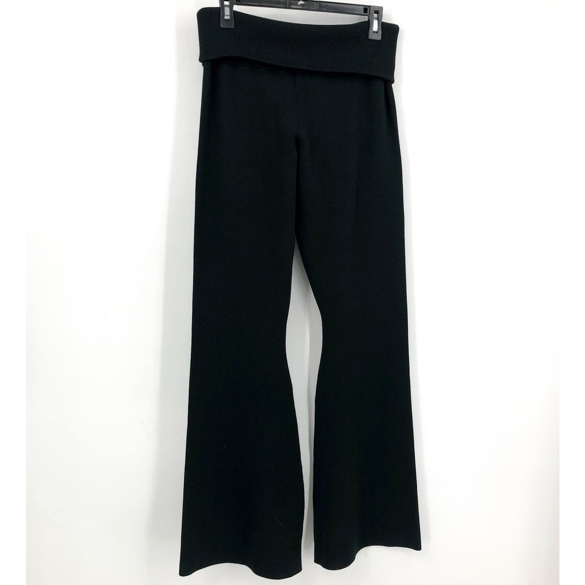 JUICY COUTURE Womens Low Rise Knit Flare Pants Large Black Sweater Fold Over NWT