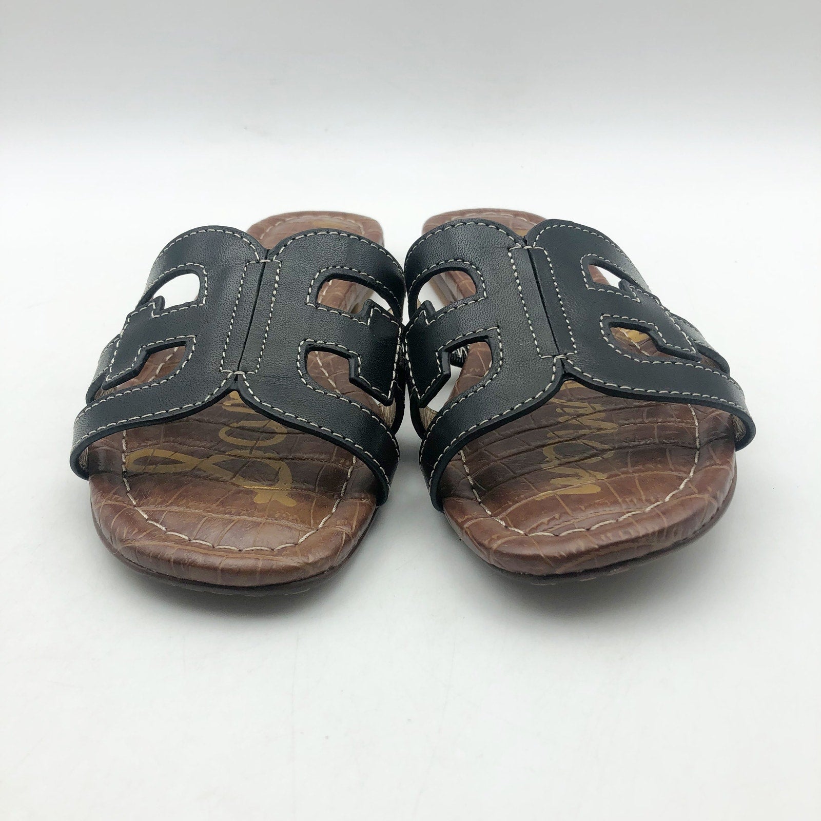 Sam Edelman Girls Bay Cut Out Slide Sandals US 13 M EU 31 Black Leather NIB