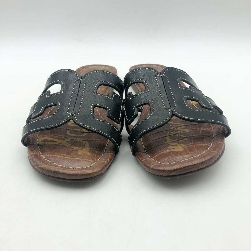 Sam Edelman Girls Bay Cut Out Slide Sandals US 13 M EU 31 Black Leather NIB