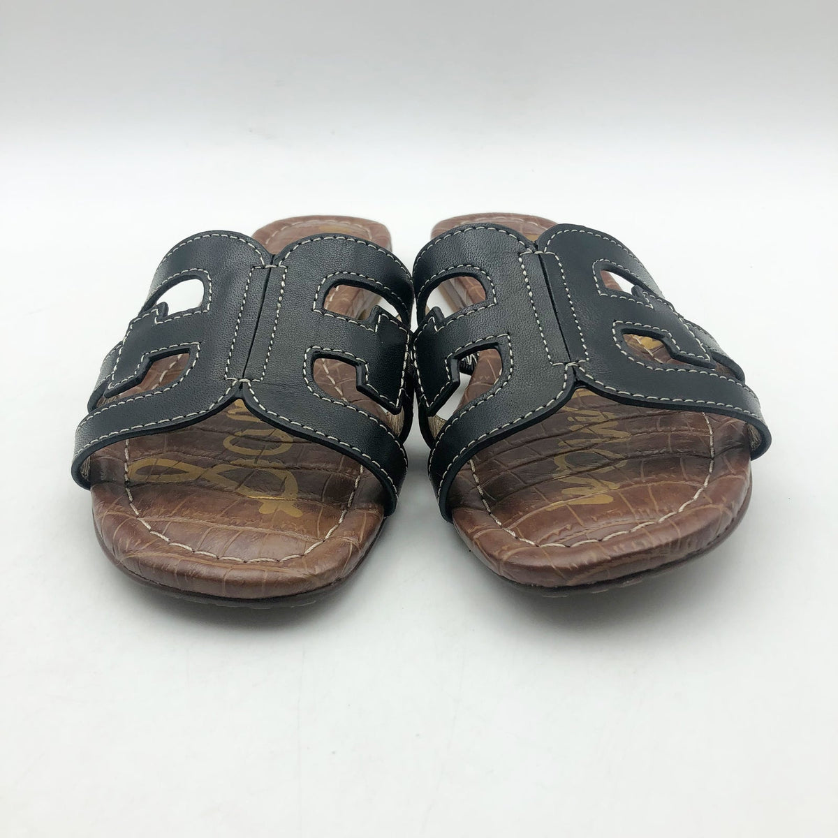 Sam Edelman Girls Bay Cut Out Slide Sandals US 13 M EU 31 Black Leather NIB