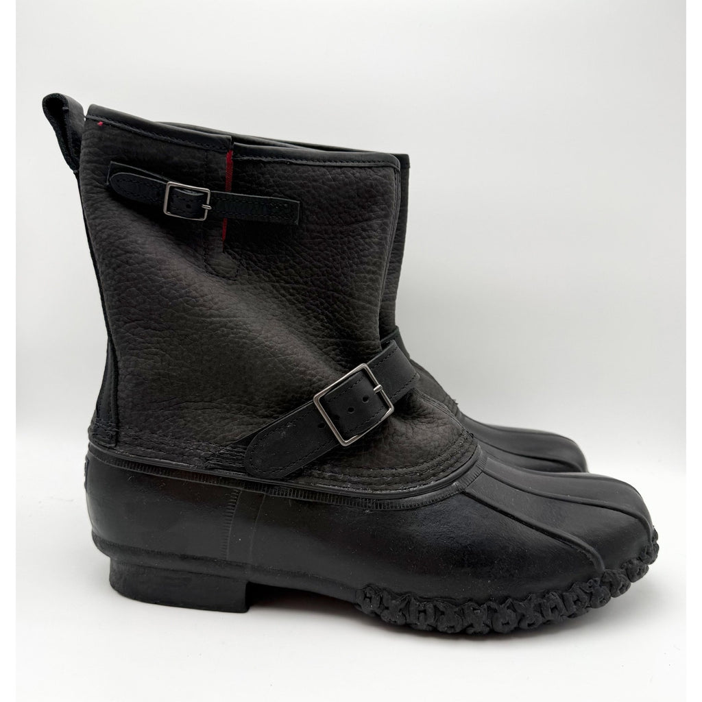 L.L. Bean Mens 10" Engineer Buckle Boots US 12 Black Leather Waterproof NWOB