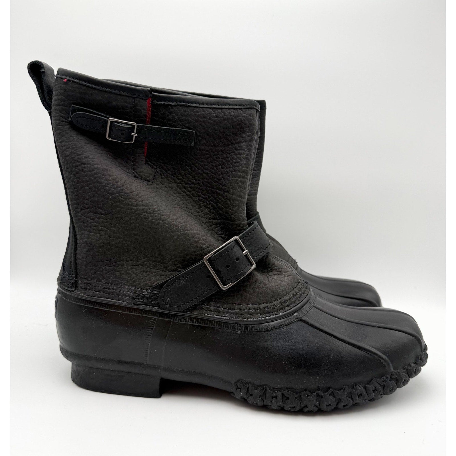 L.L. Bean Mens 10" Engineer Buckle Boots US 12 Black Leather Waterproof NWOB