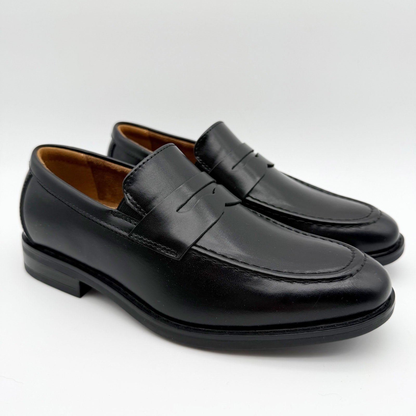 Florsheim Kids Boys Rucci Moc Toe Penny Loafers US 1.5 M Black Leather NIB