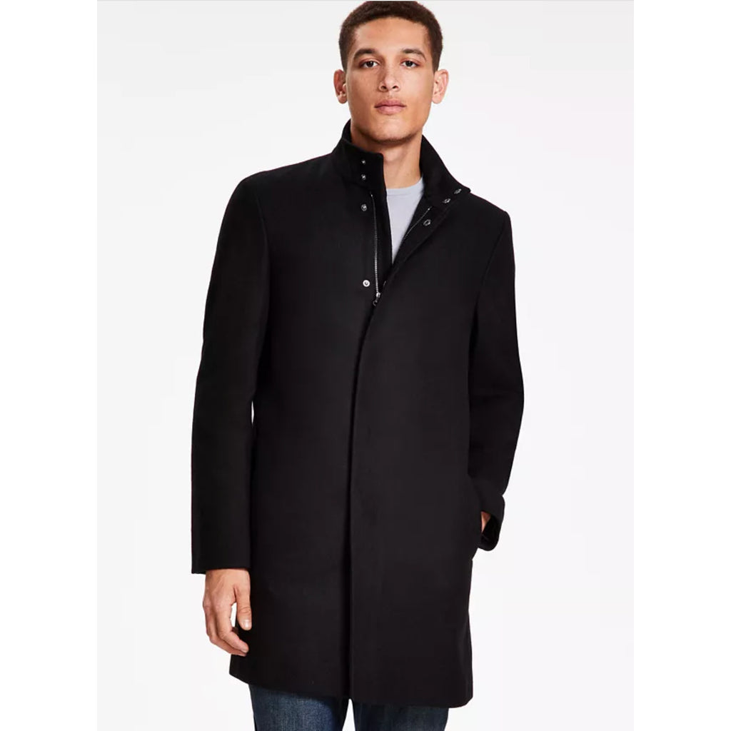 CALVIN KLEIN Men's Mayden Slim-Fit Overcoat 44R Black Wool Blend $495 NWOT