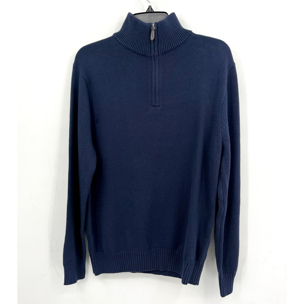 J.Crew Mens Heritage Cotton Half-Zip Sweater Large Navy Blue BT793 NWT