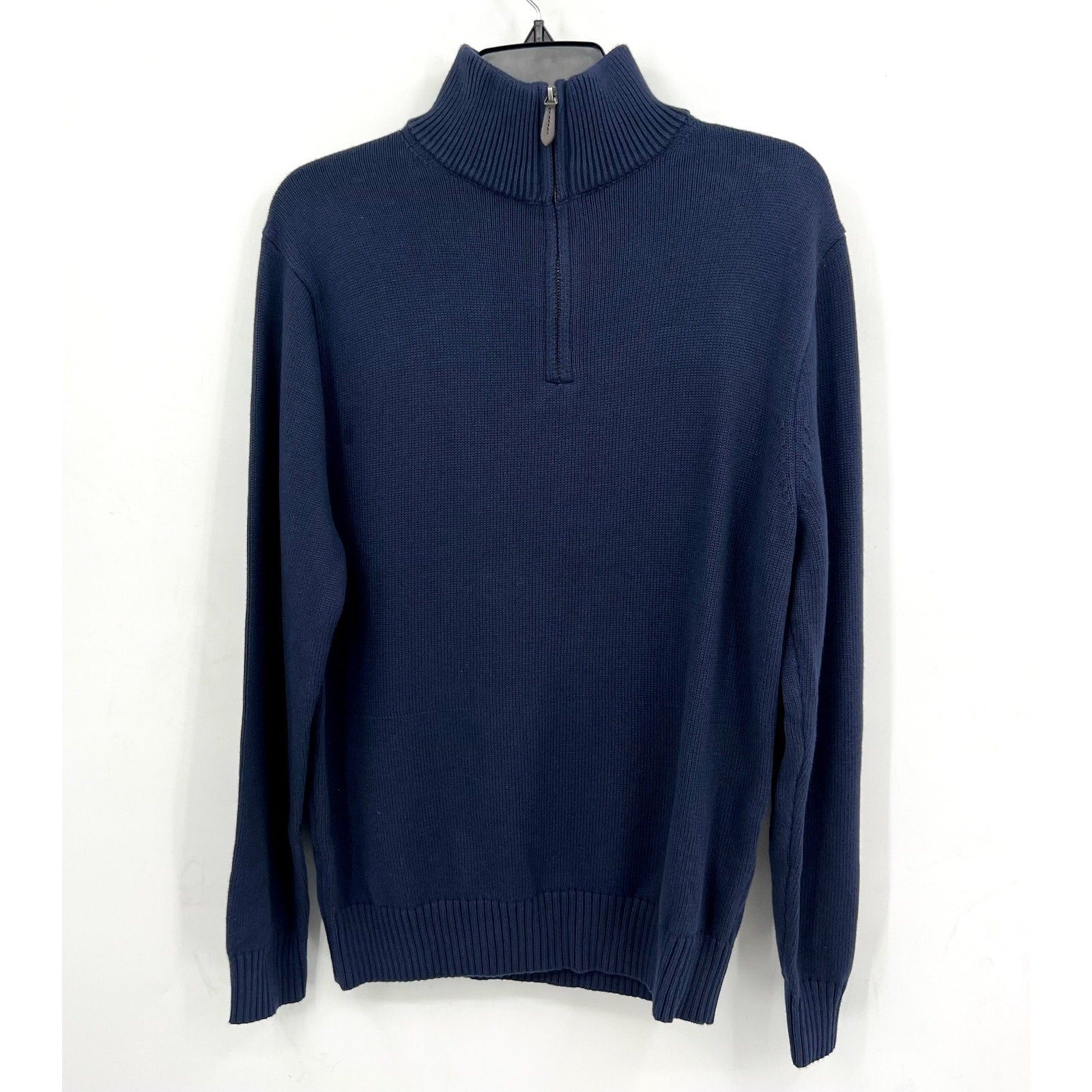 J.Crew Mens Heritage Cotton Half-Zip Sweater Large Navy Blue BT793 NWT