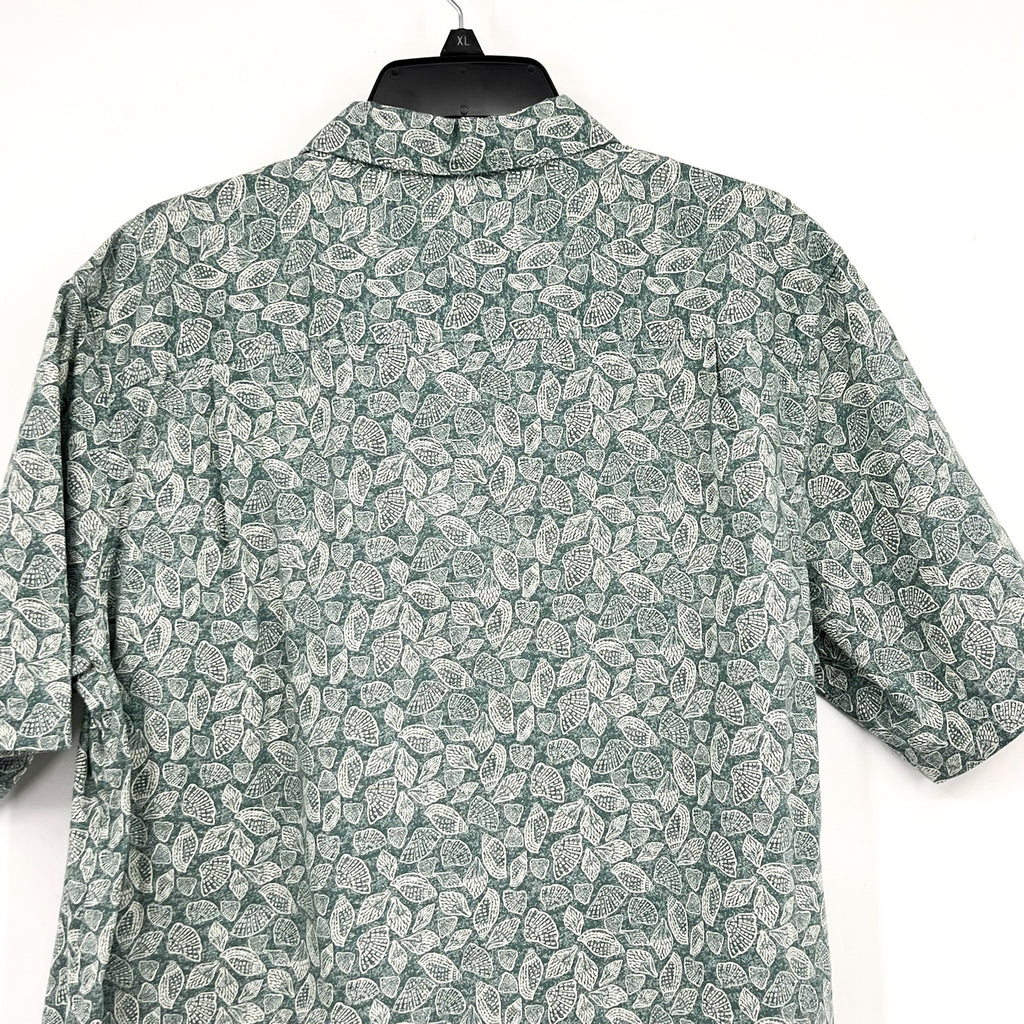 L.L. BEAN Men's Tropics Woven Shirt Medium Green Sea Shells Short Sleeve NWT