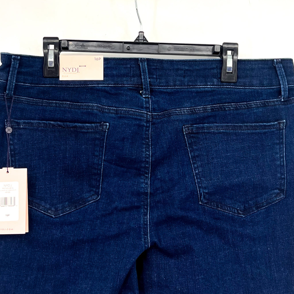 NYDJ Womens Ella Denim Shorts Size 16 PETITE Dark Blue Arise 8" Inseam NWT