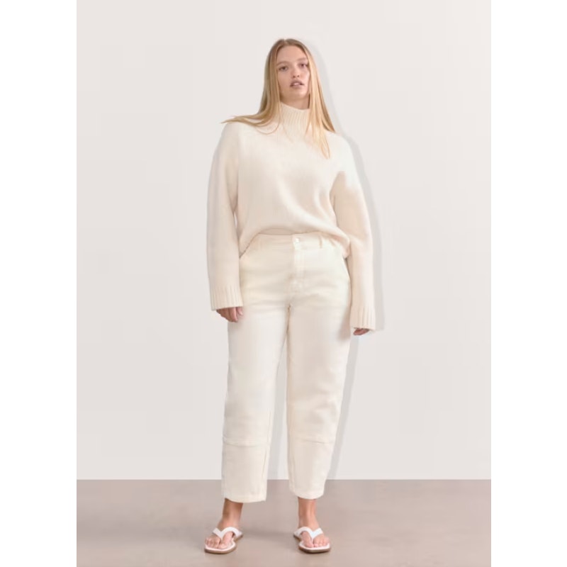 EVERLANE Women's Utility Barrel Pants Size 2 Cream Bone Stretch Twill NWOT