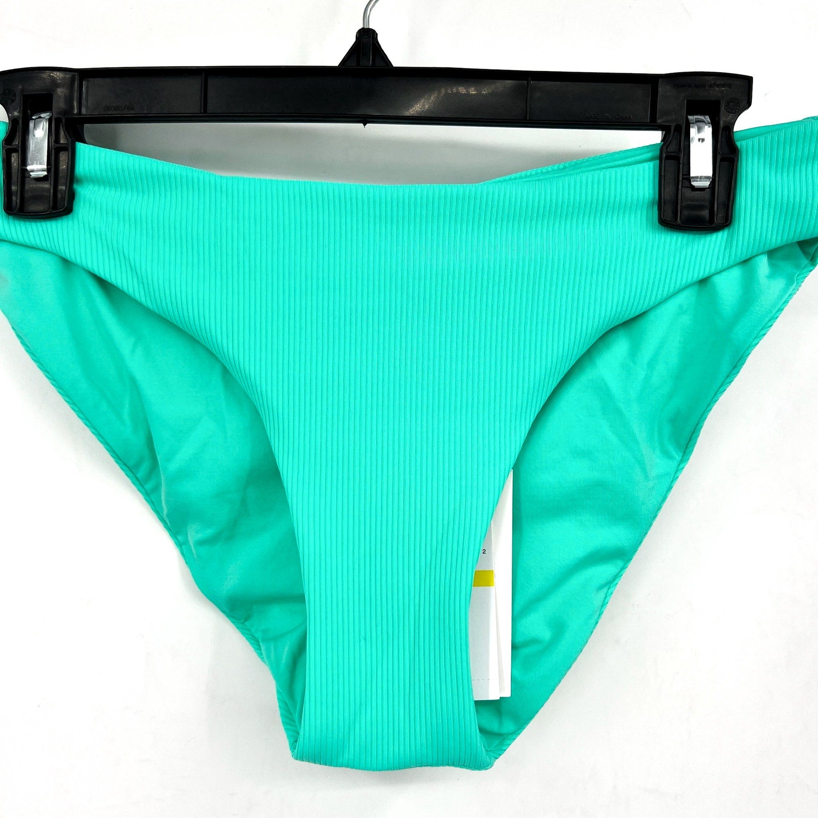 BECCA Modern Edge Shirred American Bikini Bottom Medium Green Aqua Sea NWT
