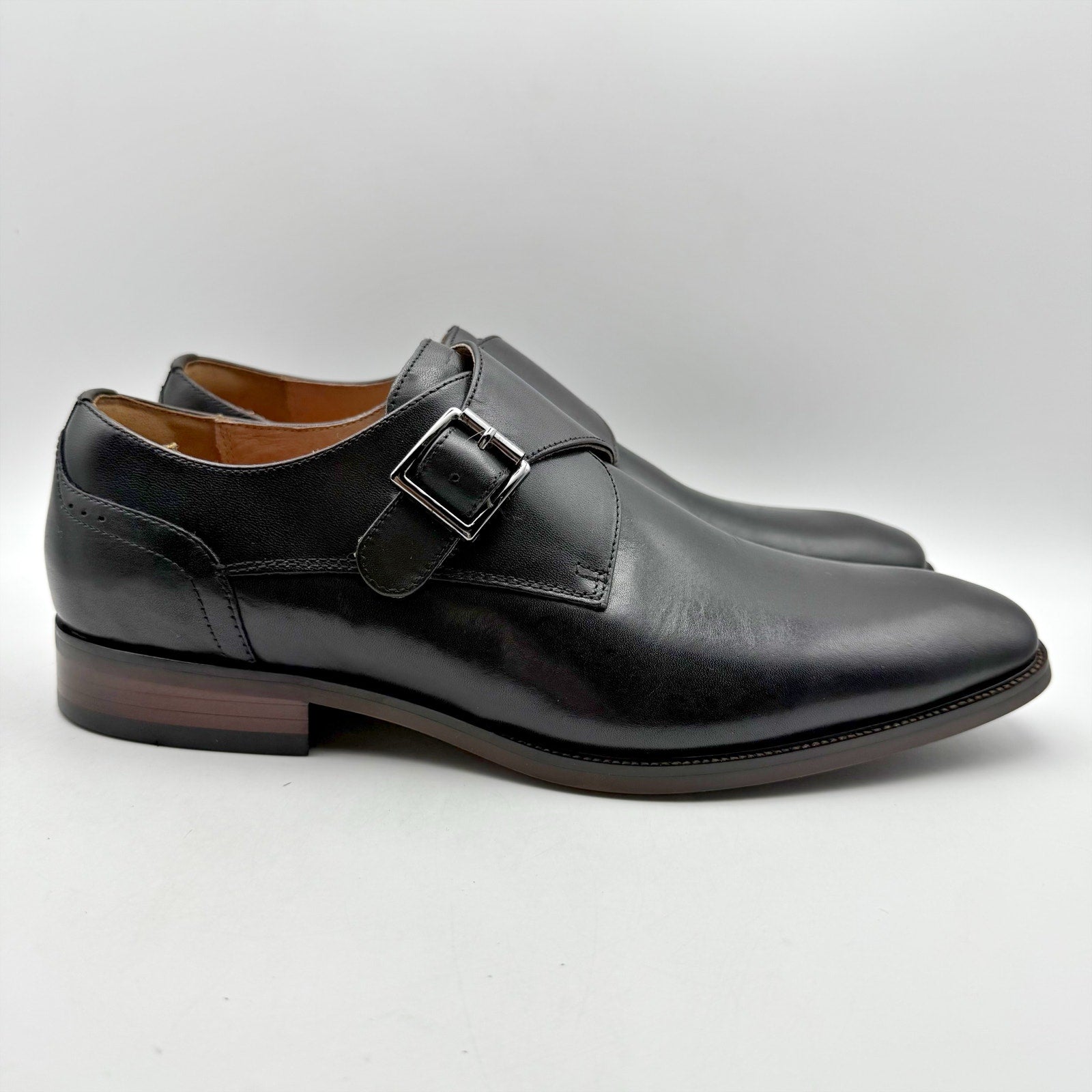 Florsheim Mens Sorrento Monk Strap Dress Shoes US 9.5 Wide Black Leather NIB