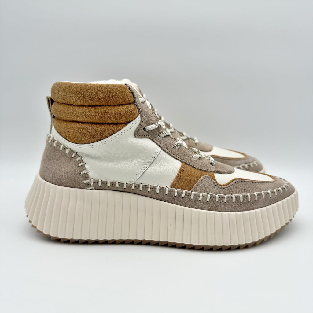 Dolce Vita Womens Daley Hi-Top Casual Sneakers Size 7.5 M Tan White Suede NIB
