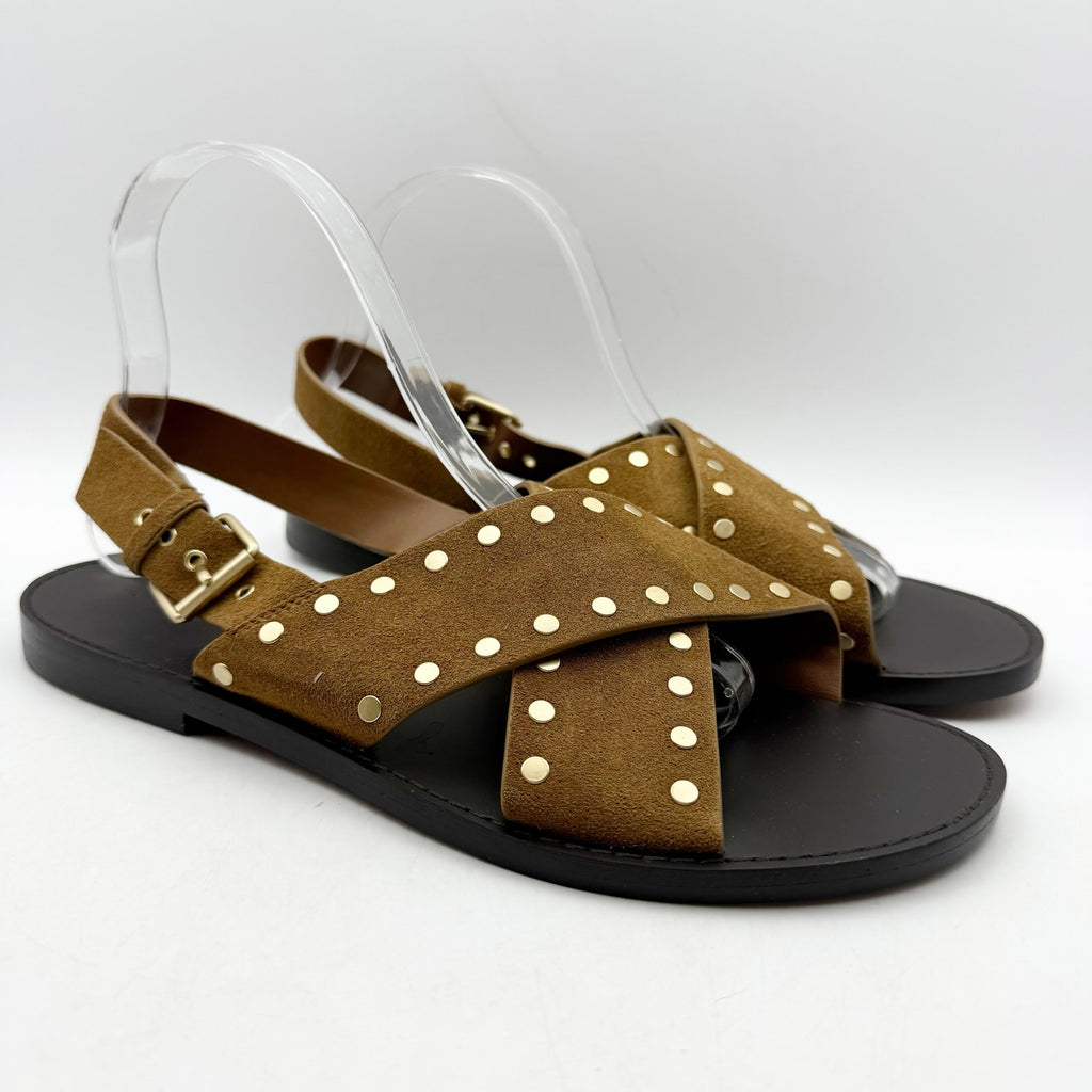 Madewell Womens Tuley Crossband Sandals US 9.5 M EU 39.5 Brown Leather NIB