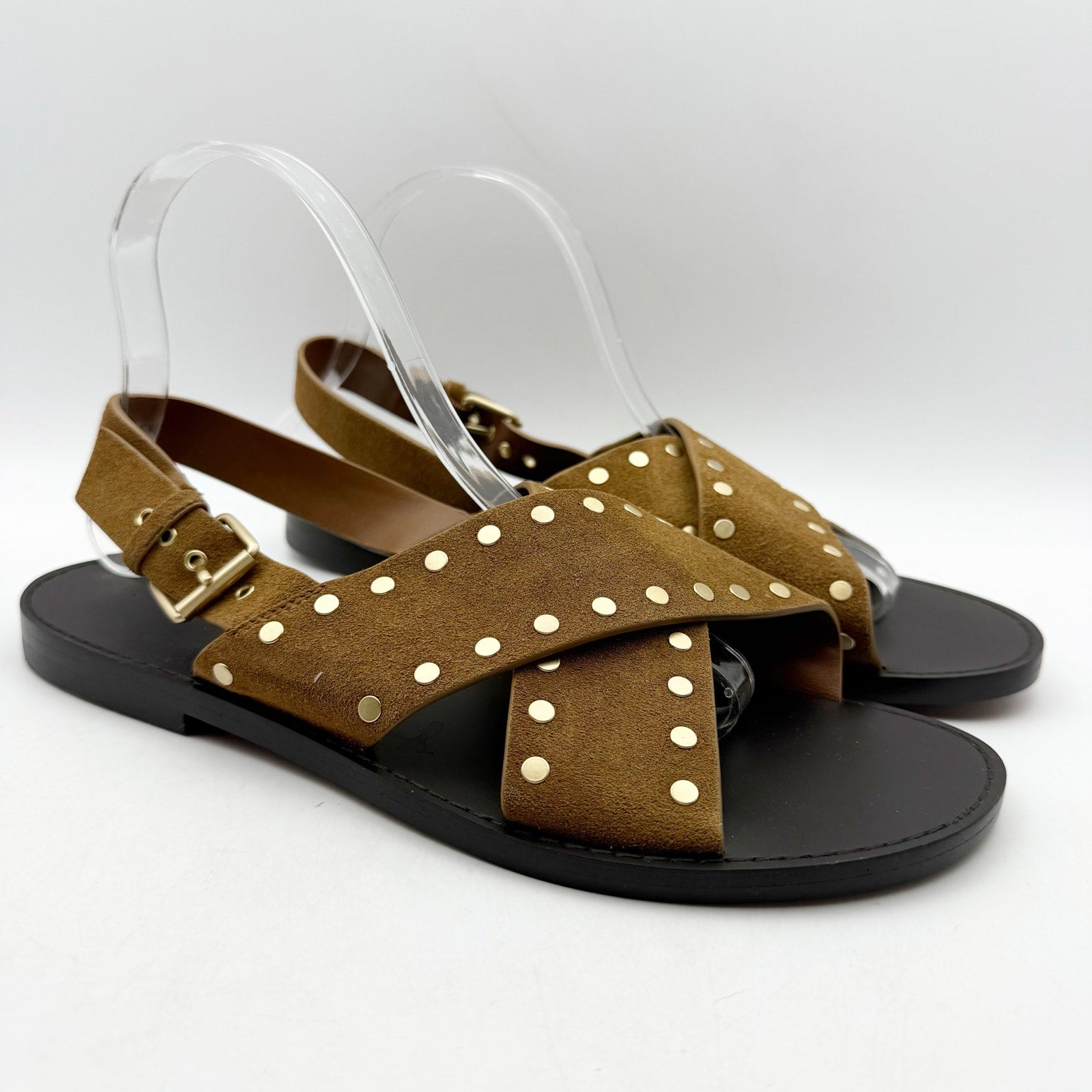 Madewell Womens Tuley Crossband Sandals US 9.5 M EU 39.5 Brown Leather NIB