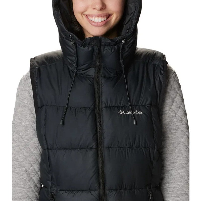COLUMBIA Women's Pike Lake II Insulated Vest Small Black Full Zip Hooded NWT