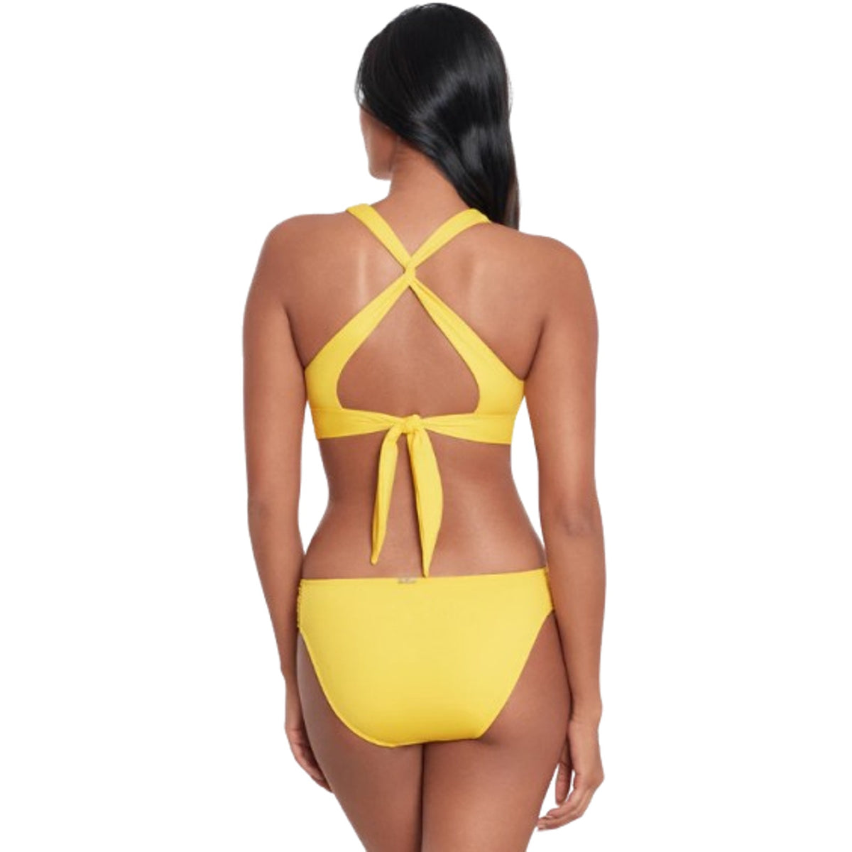 LAUREN RALPH LAUREN Twist X Back Bikini Top Size 4 Bright Yellow Beach Club NWOT