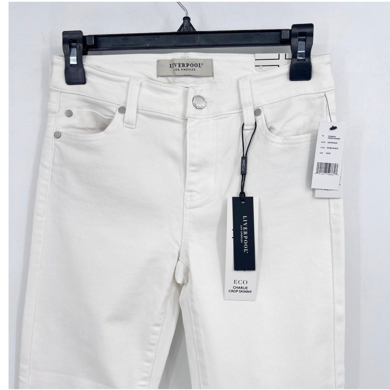 LIVERPOOL Charlie Crop Skinny Jeans Size 25 US 0 Bone White Cuff High Rise NWT