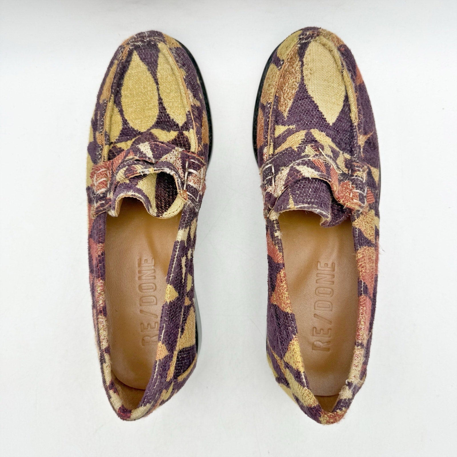 RE/DONE Womens 90s Pop-Print Loafers EU 35 US 5 Multi-color Tapastry EUC