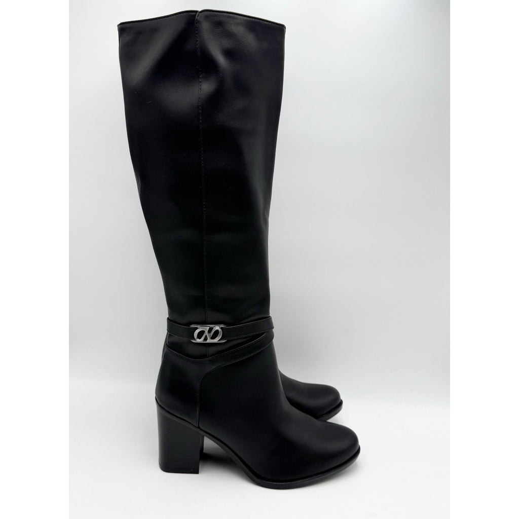Naturalizer Womens Jane Heeled Knee High Boots Size 8 M Black Faux Leather NIB