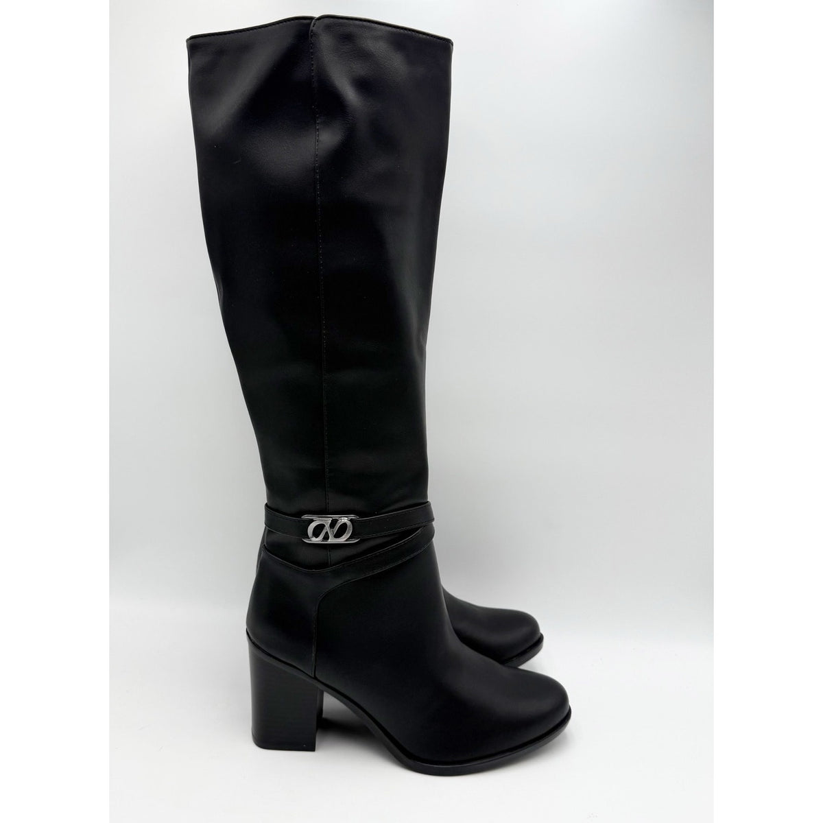 Naturalizer Womens Jane Heeled Knee High Boots Size 8 M Black Faux Leather NIB