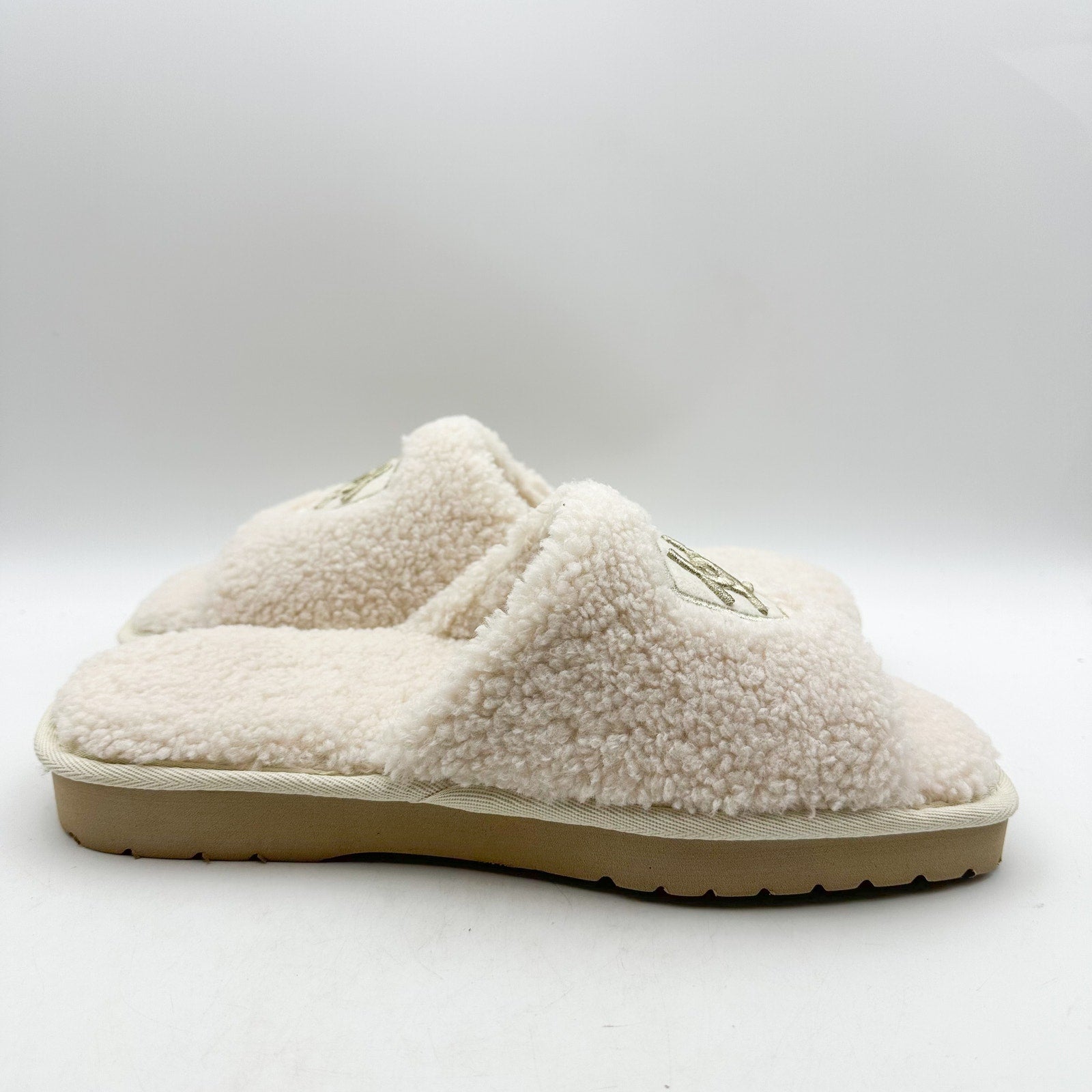 ARIAT Womens Cozy Chic Fuzzy Slippers Size 11 Cream Slide Sandals NWOB