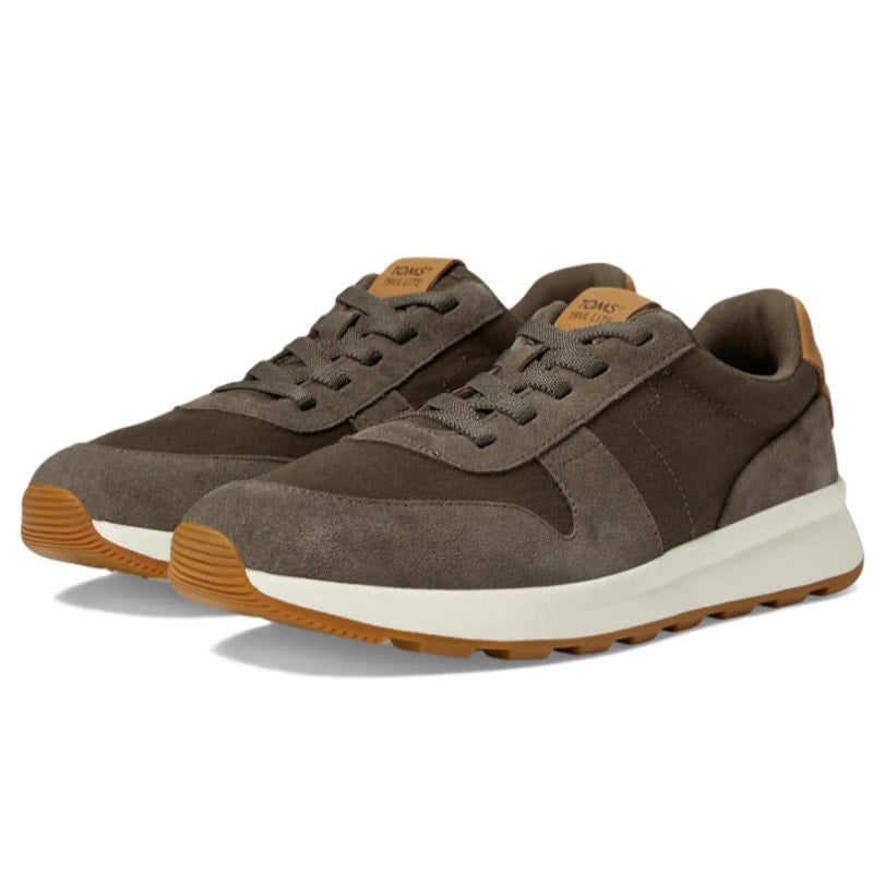 Toms Mens Travel Lite Retro Casual Sneakers Size 11 EU 44 Olive Brown Suede NIB