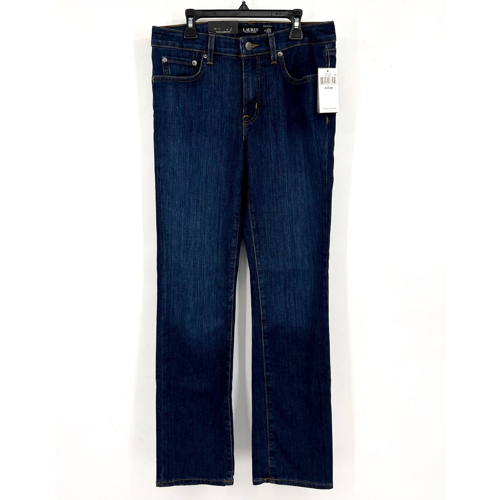 LAUREN RALPH LAUREN Womens Mid Rise Straight Leg Jeans Size 30 US 10 Blue NWT