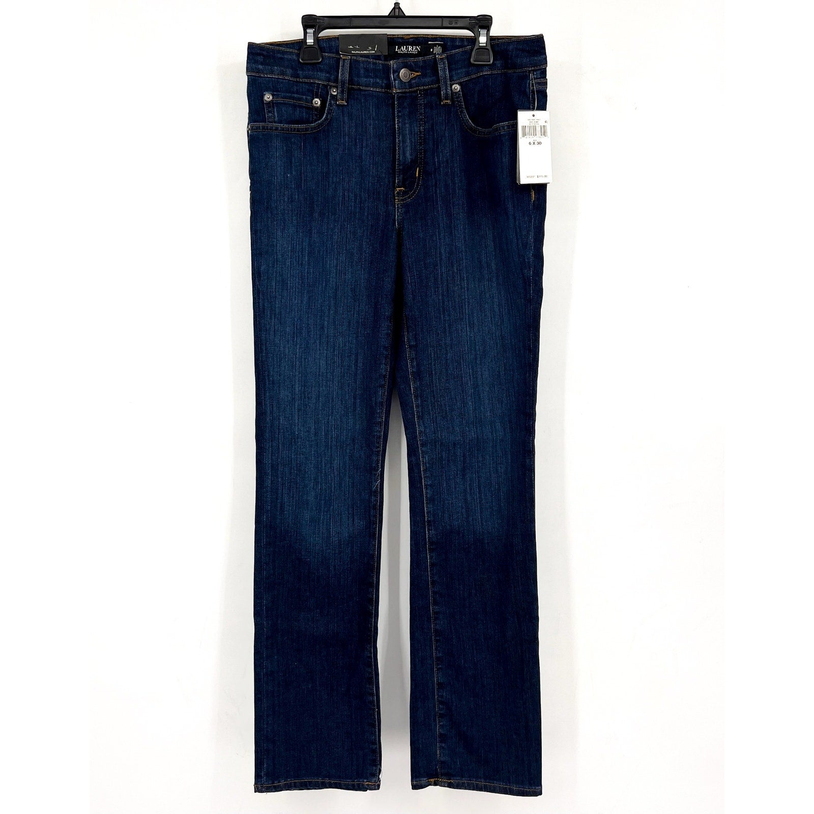 LAUREN RALPH LAUREN Womens Mid Rise Straight Leg Jeans Size 30 US 10 Blue NWT