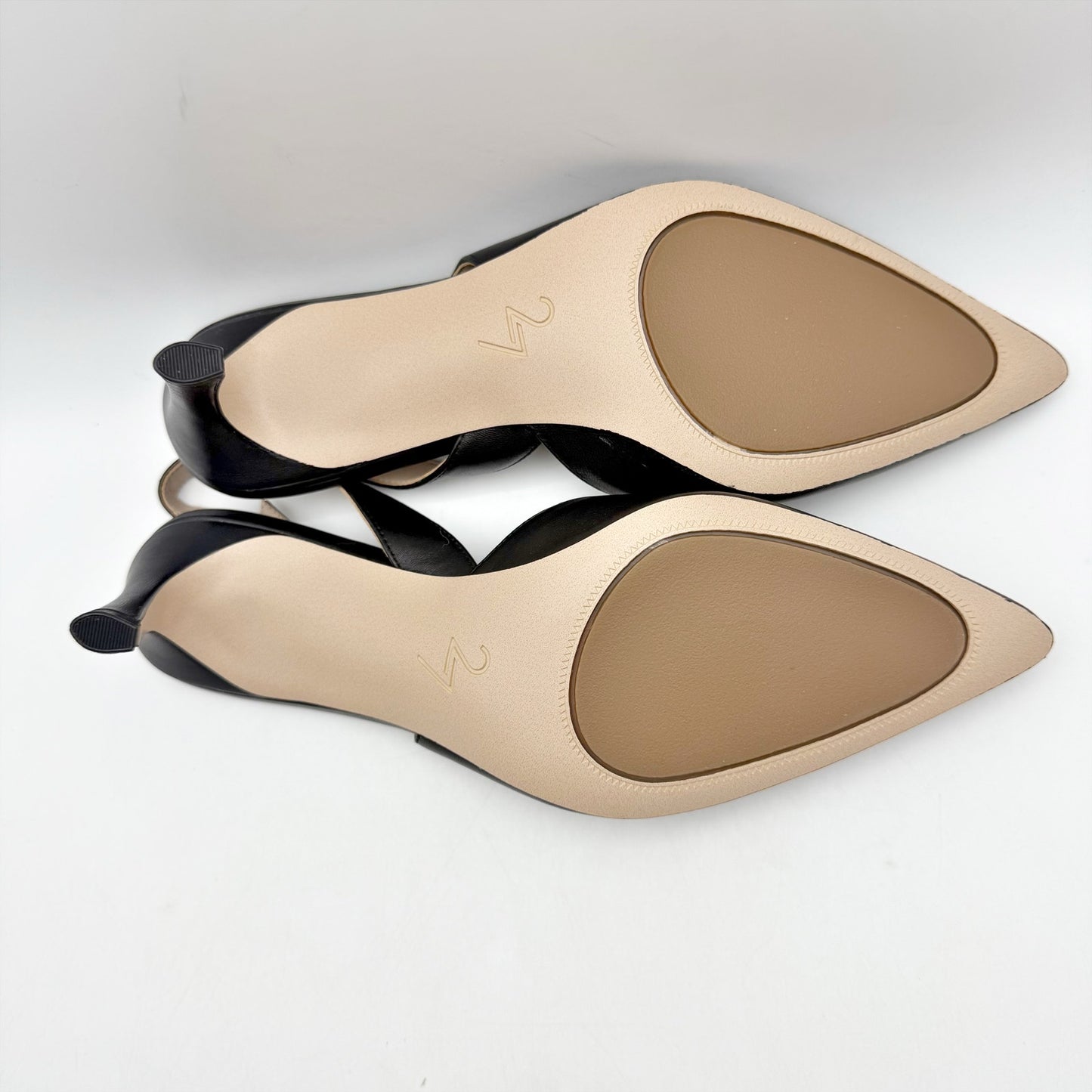 27 EDIT Womens Felicia Slingback Heels US 8.5 M EU 39 Black Leather NIB