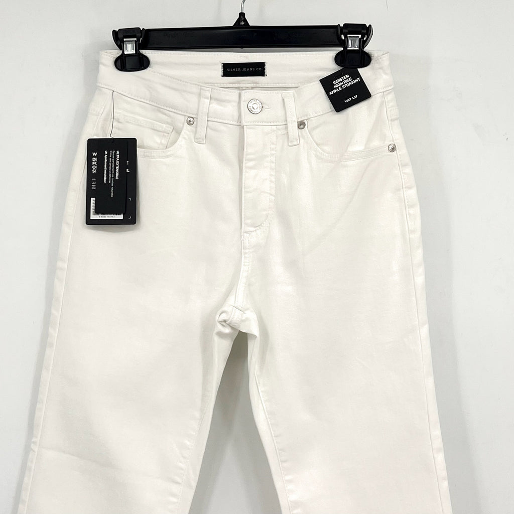 SILVER JEANS CO. Isbister Straight Leg Ankle Jeans 27x27 US 4 White Stretch NWT