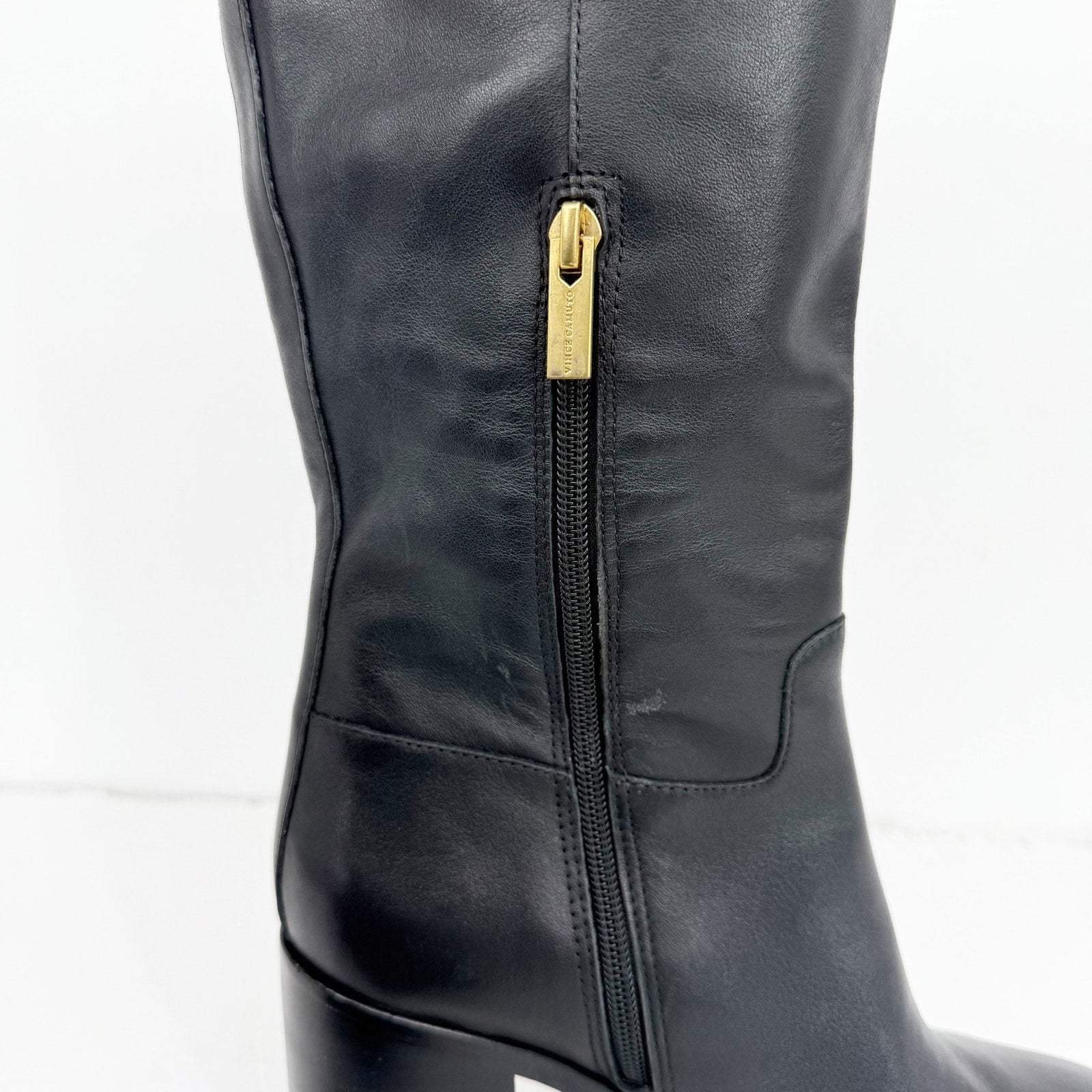Vince Camuto Womens Gibi Knee High Boots US 8 M Narrow Calf Black Leather NWOB