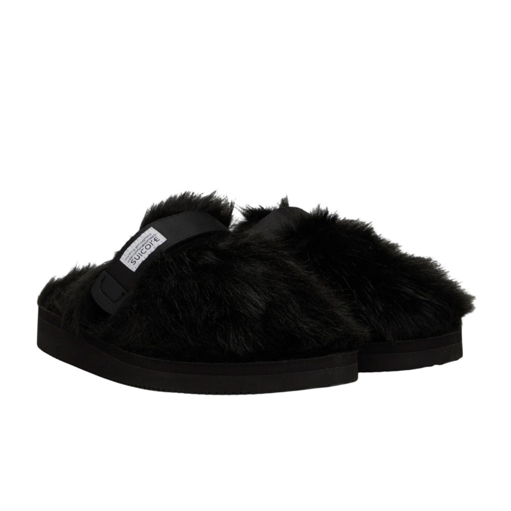 SUICOKE Womens Zavo Faux Fur Slide Clogs Size 7 EU 36 Black Faux Fur NWOB