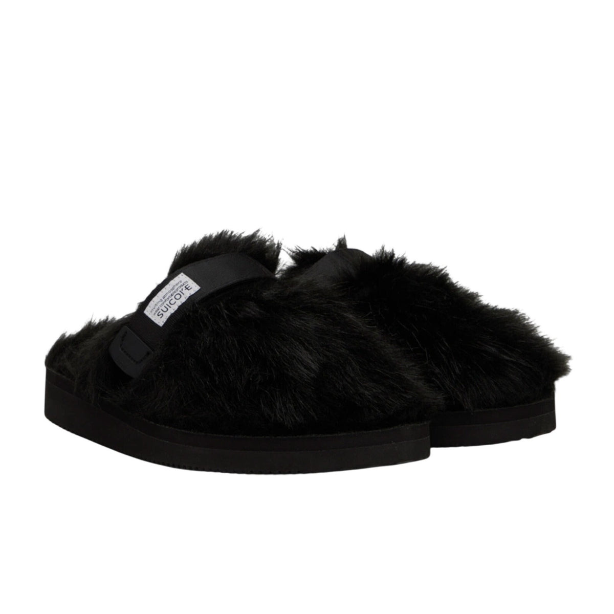 SUICOKE Womens Zavo Faux Fur Slide Clogs Size 7 EU 36 Black Faux Fur NWOB