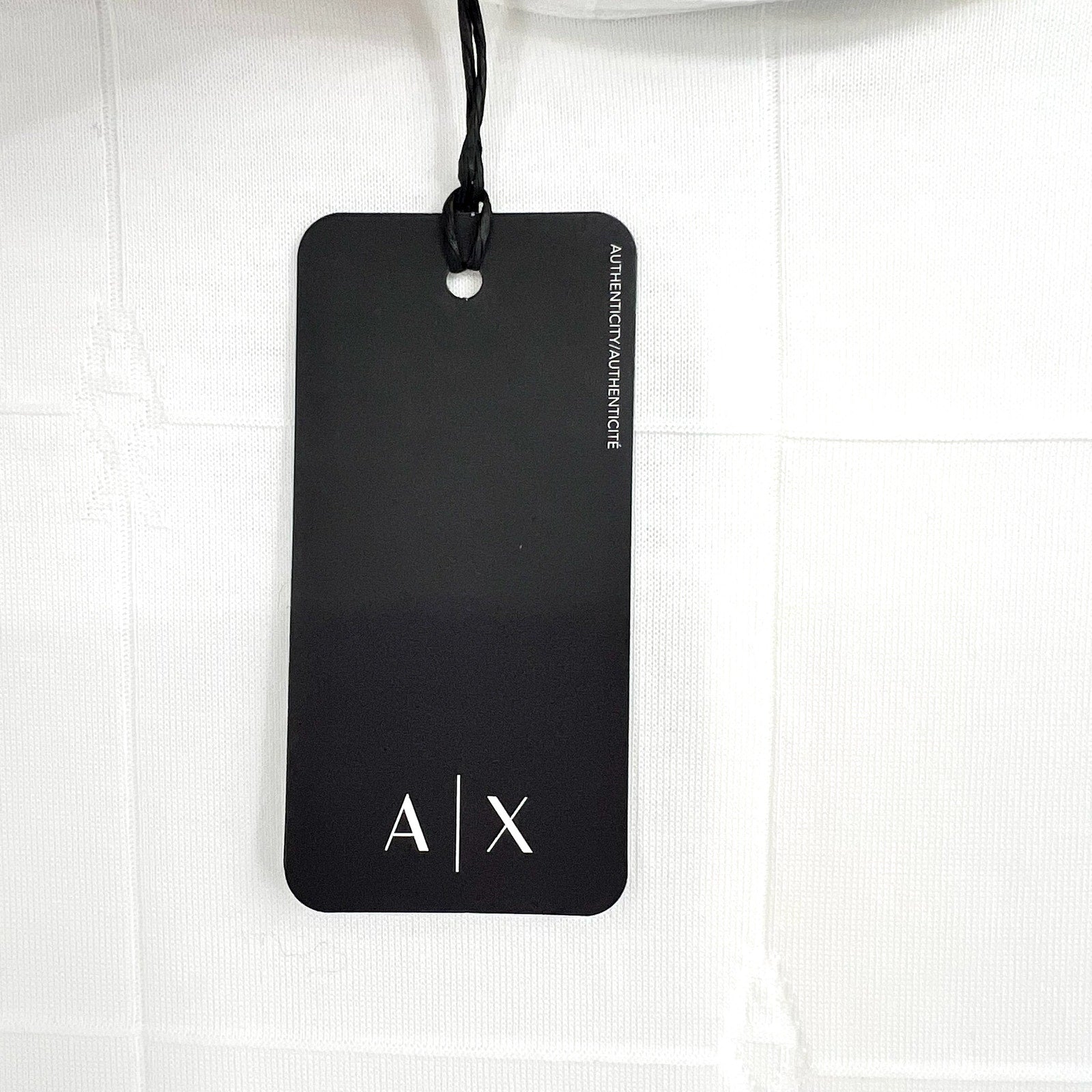 ARMANI EXCHANGE Men's Jacquard Short Sleeve Polo Shirt Large White 1116 NWT