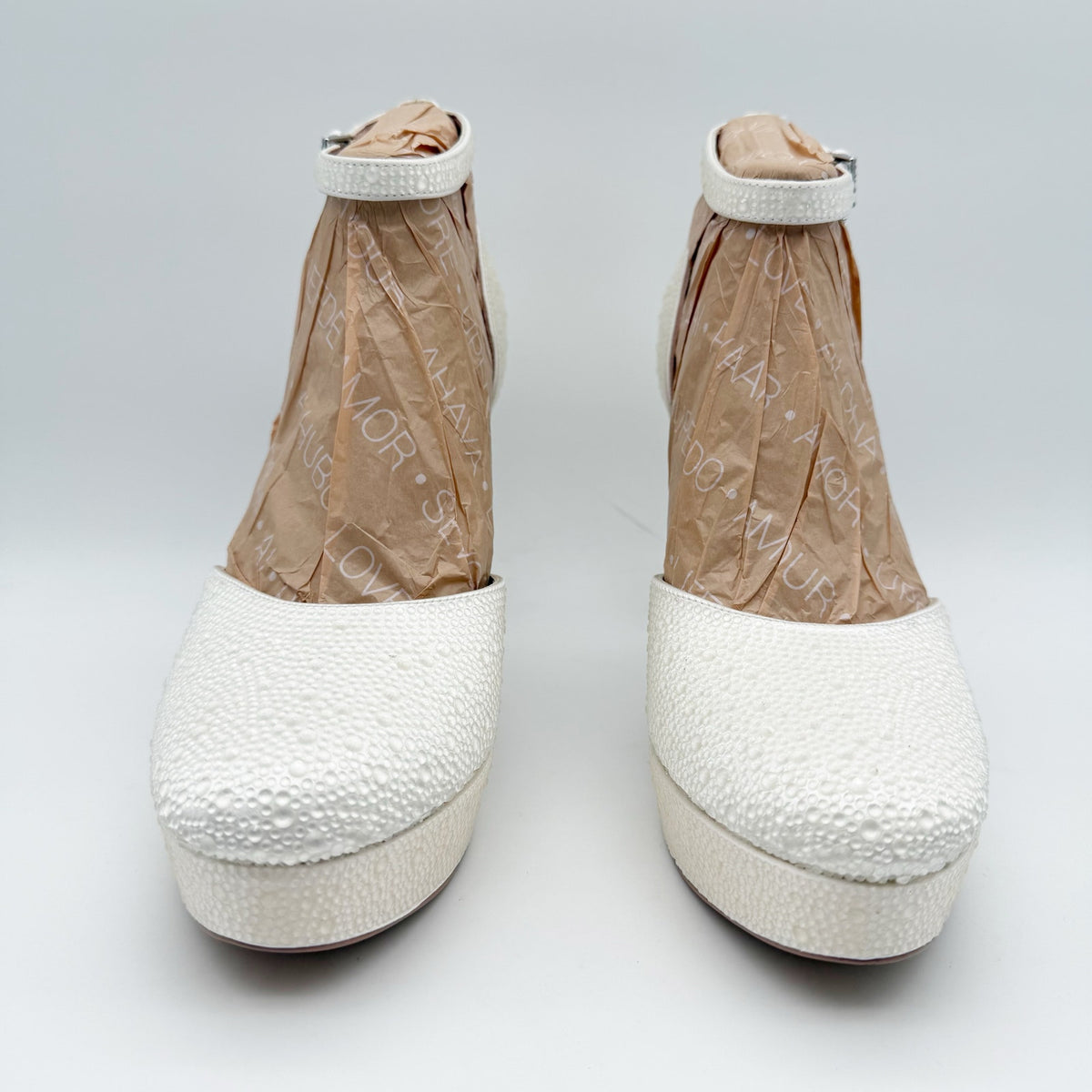 Naturalizer Pnina Tornai Womens Rak Platform Heels Size 8.5 M White Satin NWOB