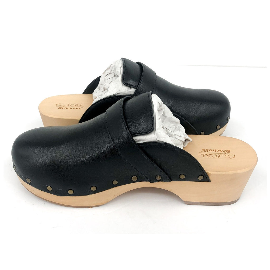 DR SCHOLL'S Women’s Original Clogs Size 6M Black Nubia Leather NWOB