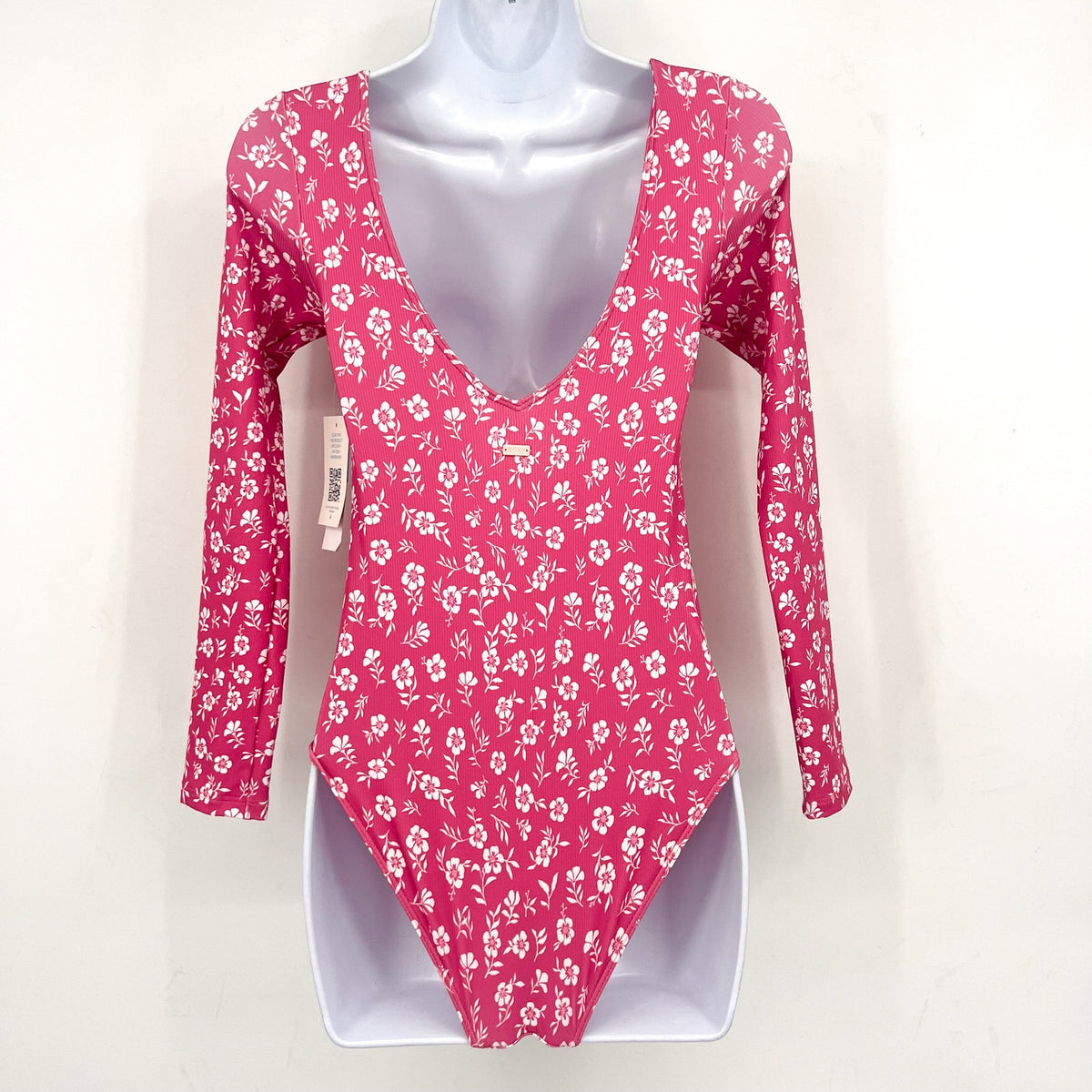 ROXY Girls Splendid Dream Long Sleeve One Piece Swimsuit Large Pink Floral NWT