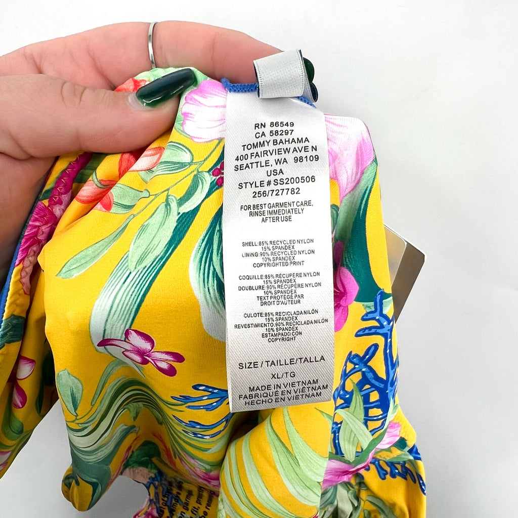 TOMMY BAHAMA Isola Vita Reversible Hipster Bikini Bottom XL Blue Yellow NWT