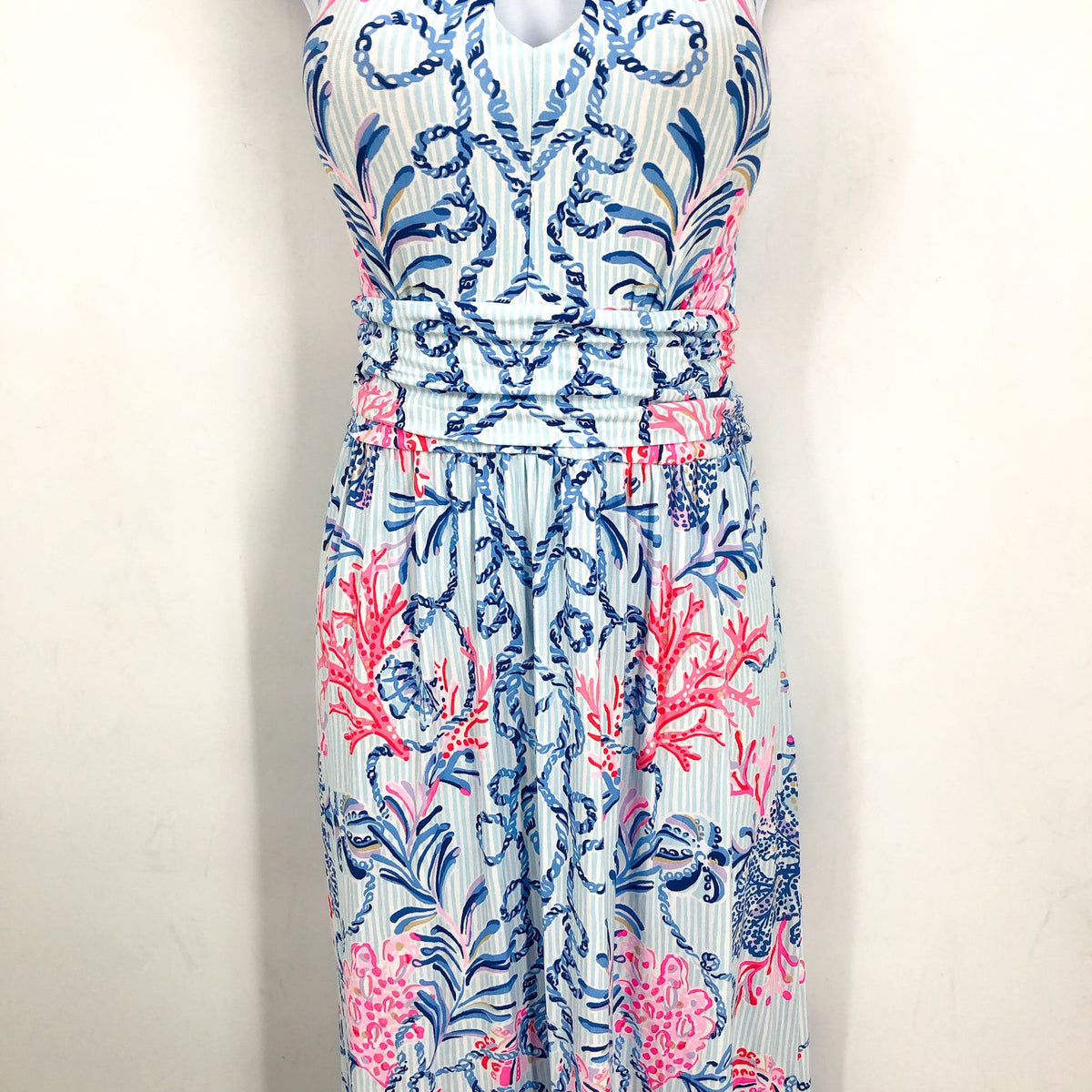 LILLY PULITZER Women's Montecito Halter Maxi Dress Large Multi Naut Today NWOT