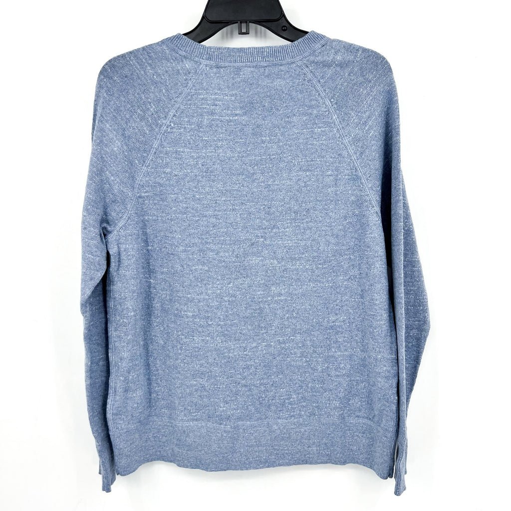 L.L BEAN Womens Slub Sweatshirt Sweater Medium Blue Indigo Organic Cotton NWT