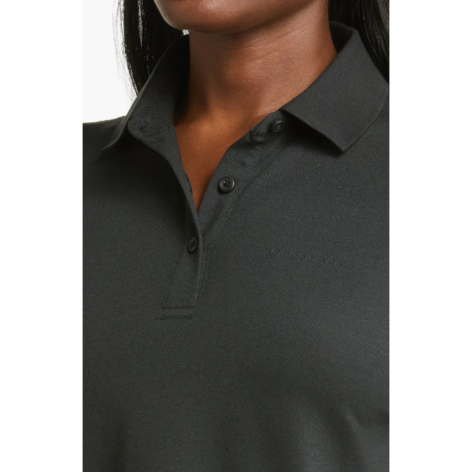 OUTDOOR VOICES Womens Birdie Crop Polo Shirt 3XL Black Pique Collared NWT