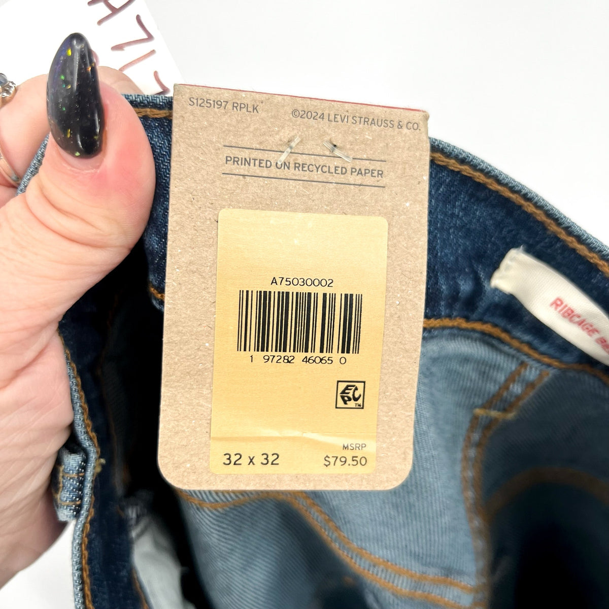 LEVI'S Womens Ribcage Bell Jeans 32x32 US 14 Blue New York Moment A75030002 NWT