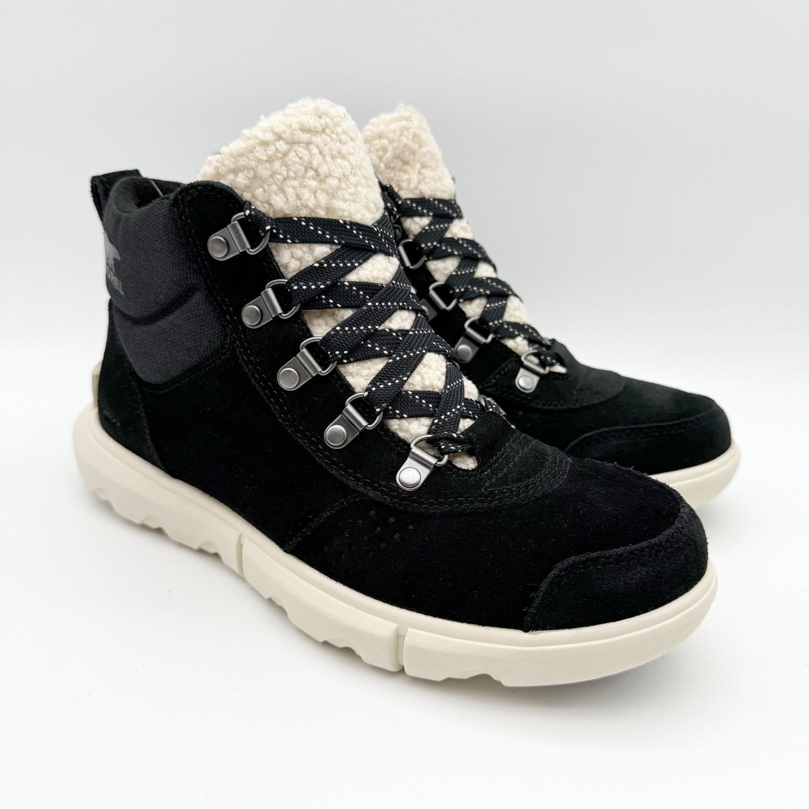Sorel Women Explorer Next Hiker Bootie US 7 Black Suede Waterproof Insulated NIB