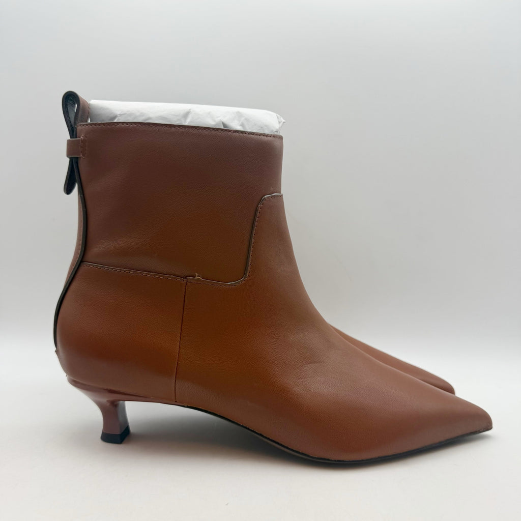 Franco Sarto Womens Mala Ankle Boots Size 9 EU 40 Brown Leather NIB