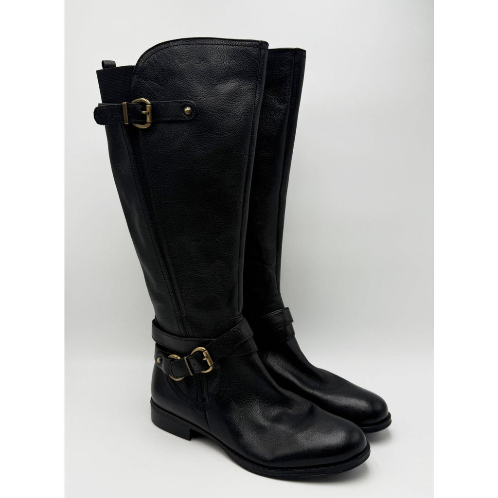 Naturalizer Womens June Knee High Riding Boots Size 7.5 Black Leather NWOB
