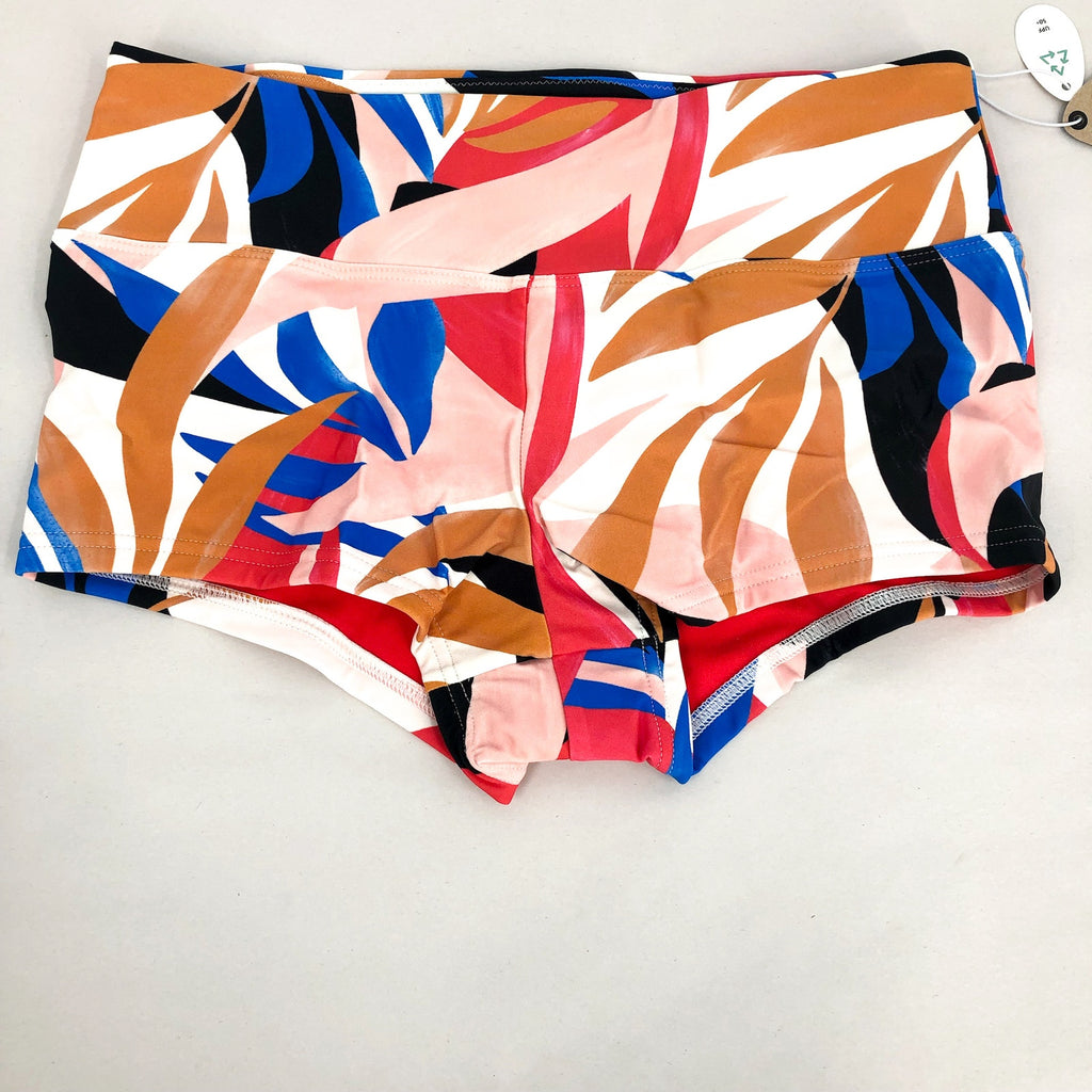 PRANA Women's Datum Swim Bottoms Large Tropics Print Floral Boy Short NWT