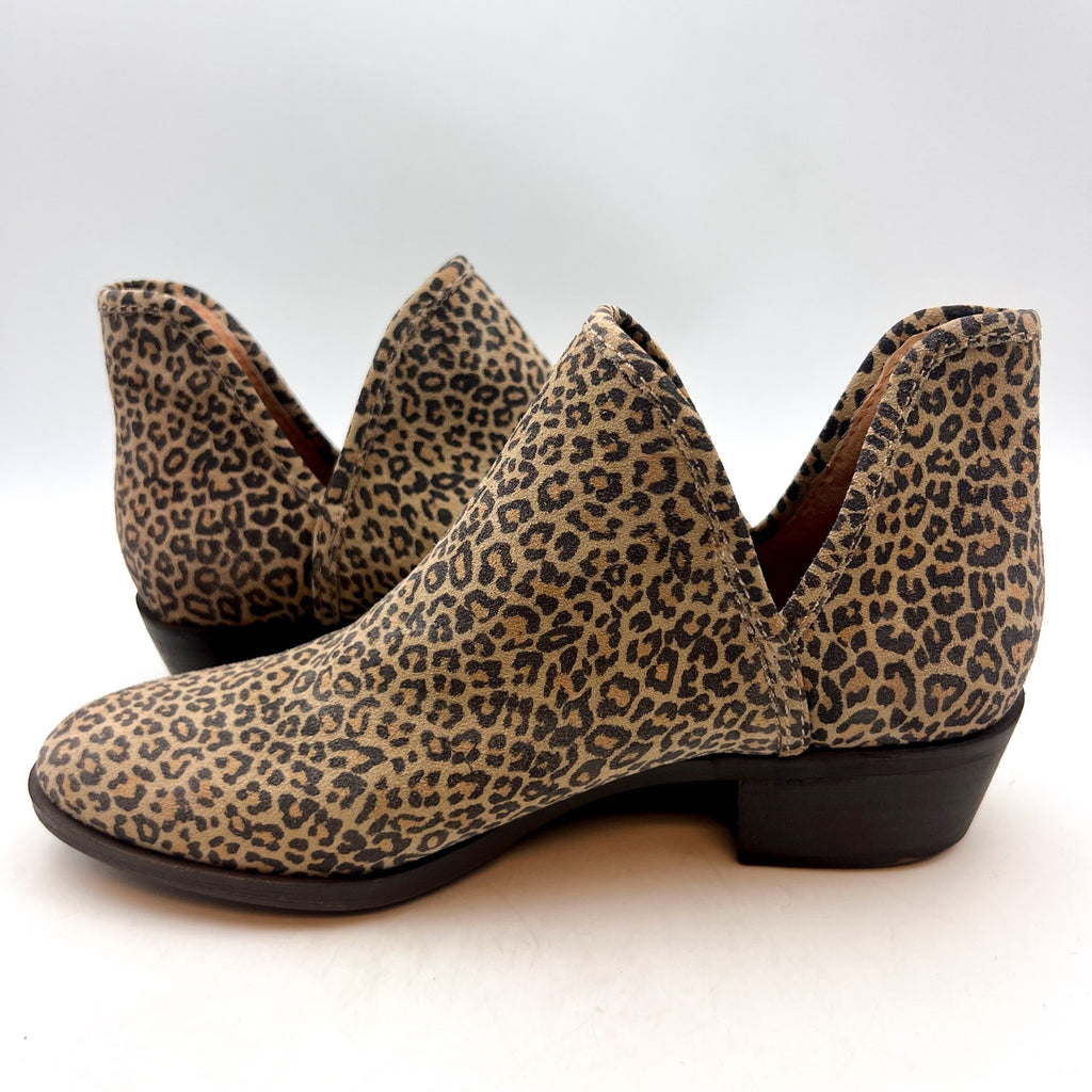 LUCKY BRAND Women's Baley 2 Ankle Bootie Size 5M Brown Leopard Suede NWOB