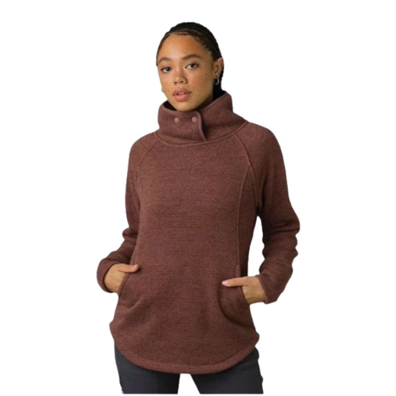 PRANA Women's Tri Thermal Threads Tunic Top XS Red Clove Polartec Fleece NWT